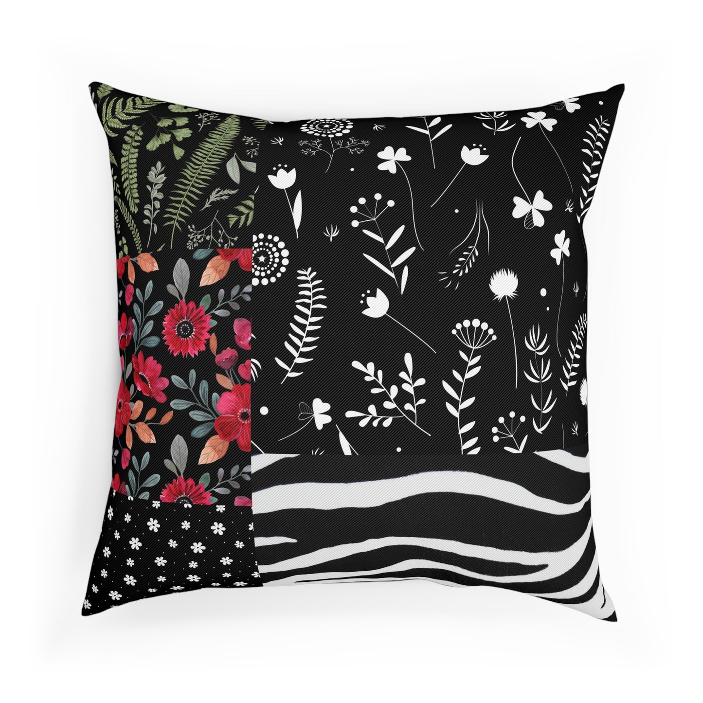 Eclectic Botanical Zebra Print Throw Pillow