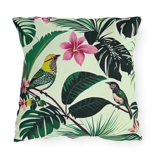 Tropical Birds Outdoor Pillow