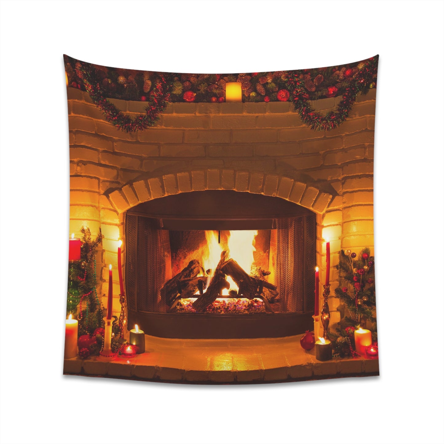 Christmas Fireplace Wall Tapestry