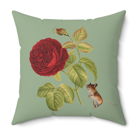 Red Rose Mouse Polyester Cushion