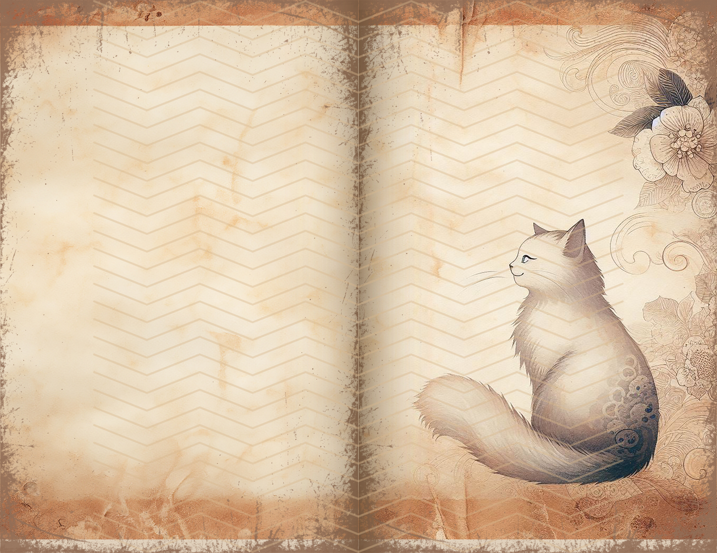 Vintage Cats Printable Aged Junk Journal Page Download Bundle