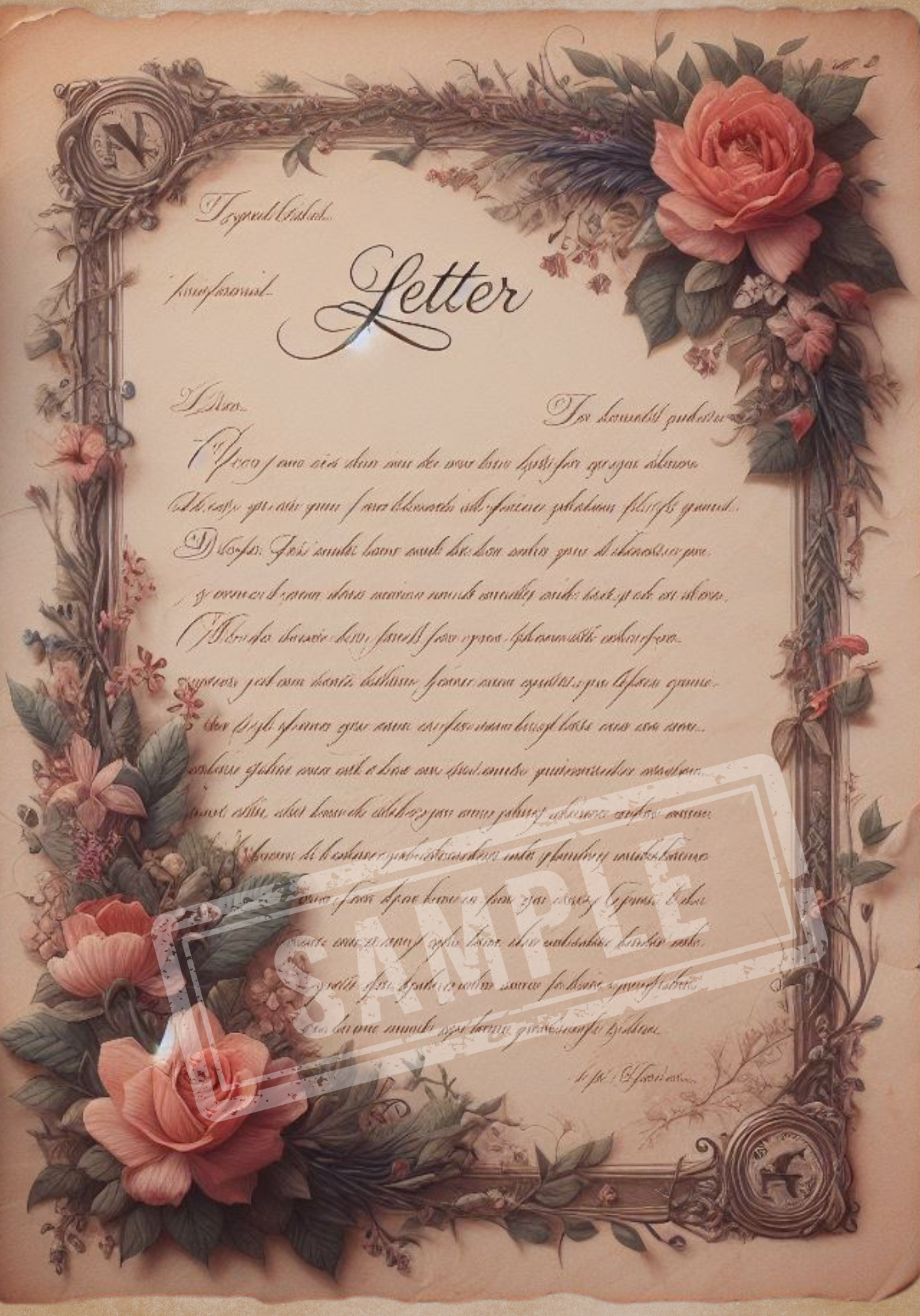 Vintage Ephemera Floral Letters A5 Digital Junk Journal Pages BND0005