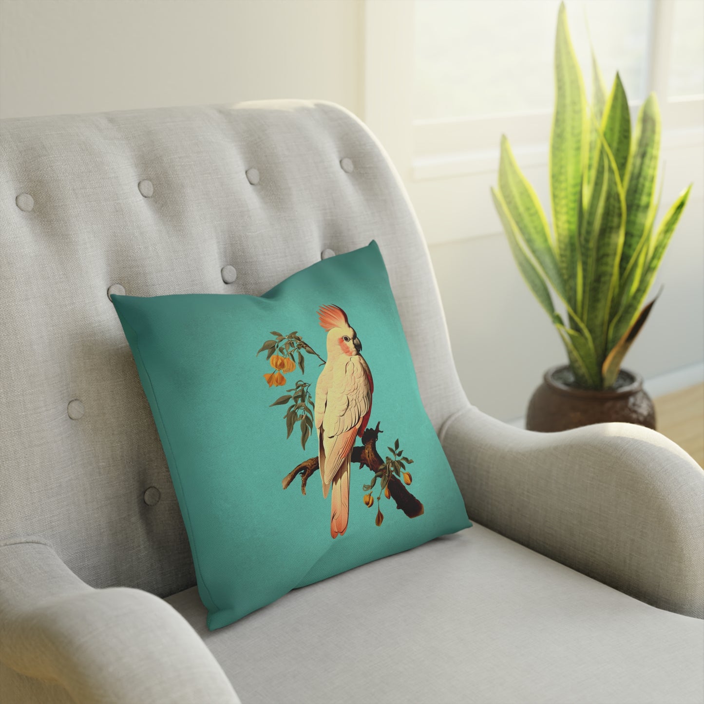 Turquoise Cockatoo Cushion