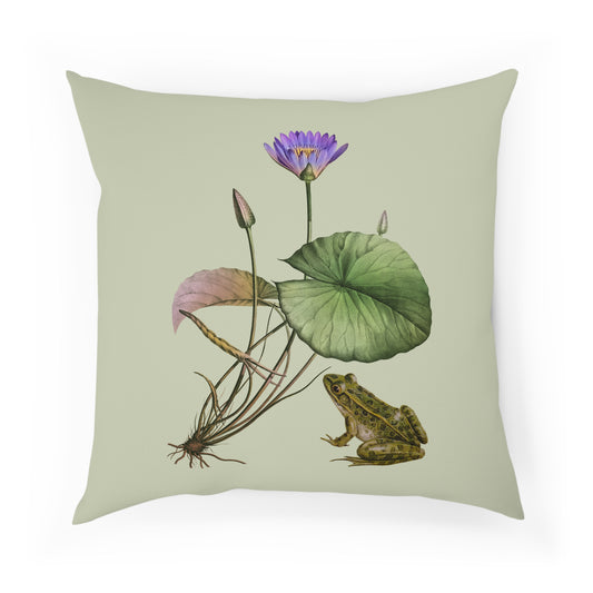 Frog and Water Lily Green Cushion