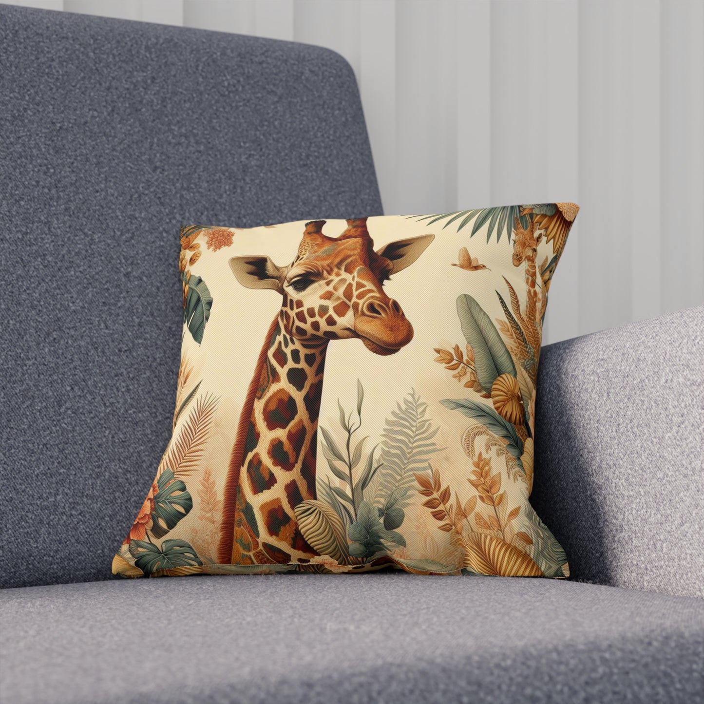 Botanical Giraffe Throw Pillow