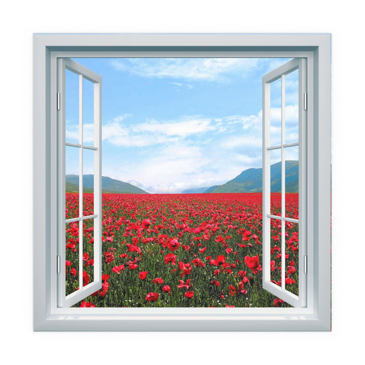 Poppy Field Window Poster