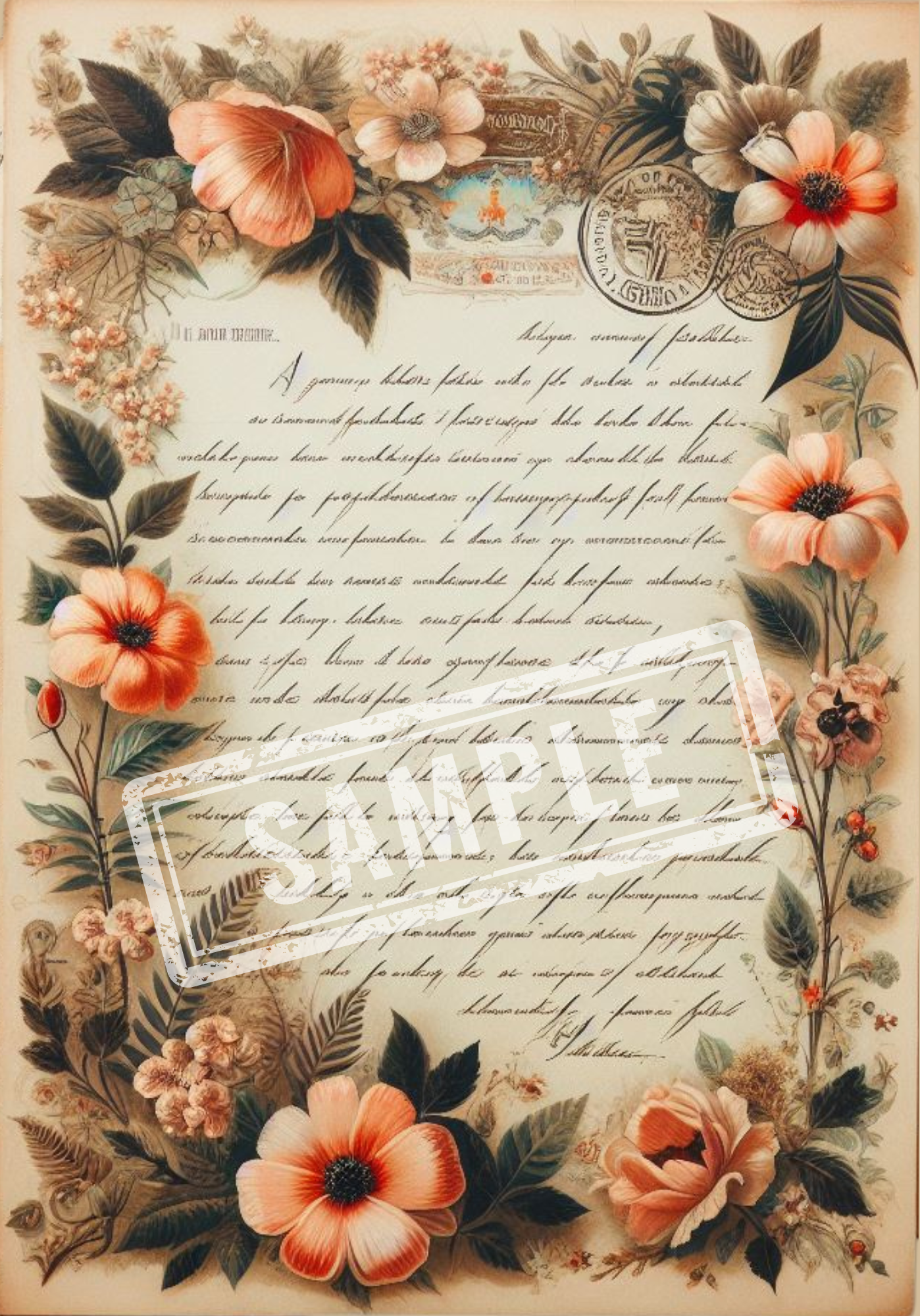 Vintage Ephemera Floral Letters A5 Digital Junk Journal Pages BND0005