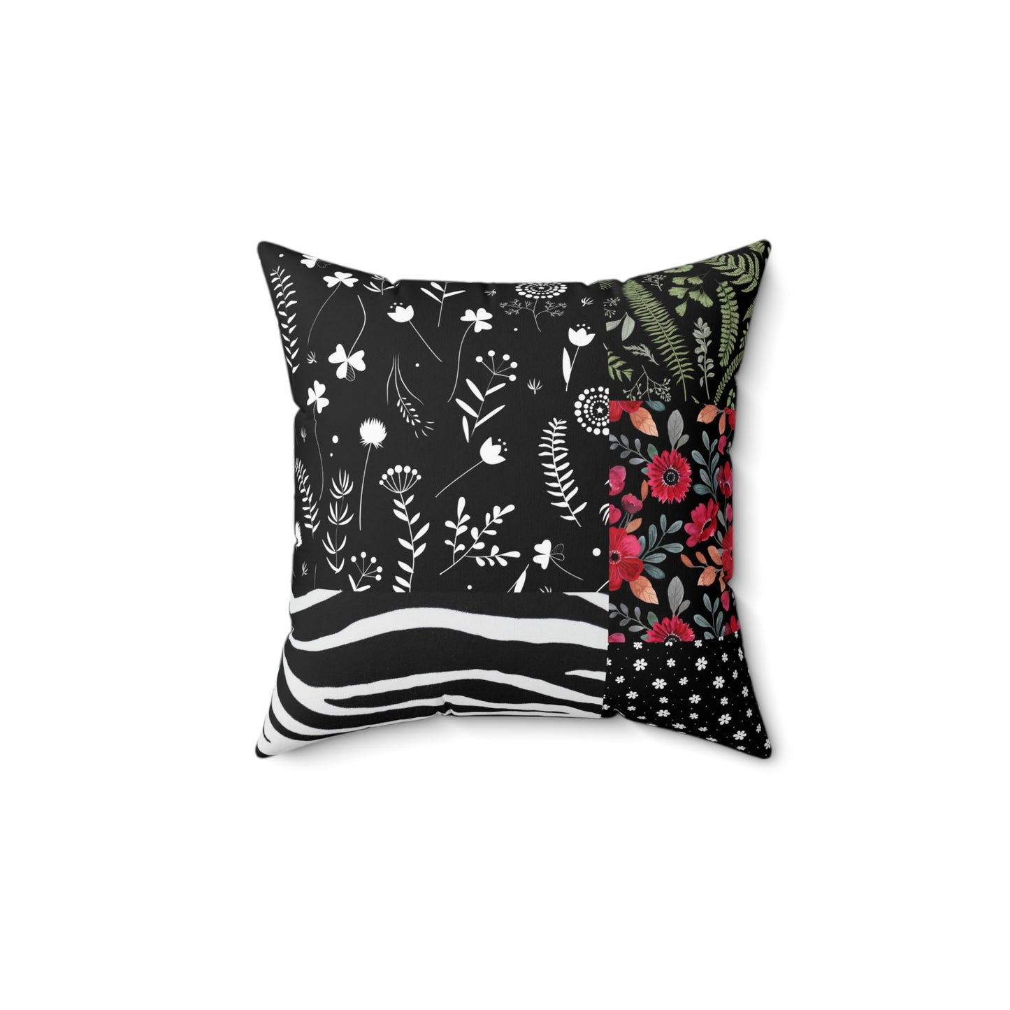 Eclectic Botanical Zebra Print Polyester Cushion