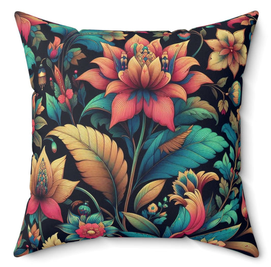 Maximalist Boho Oriental Decorative Vintage Floral Cushion Throw Pillow Polyester Square Cover