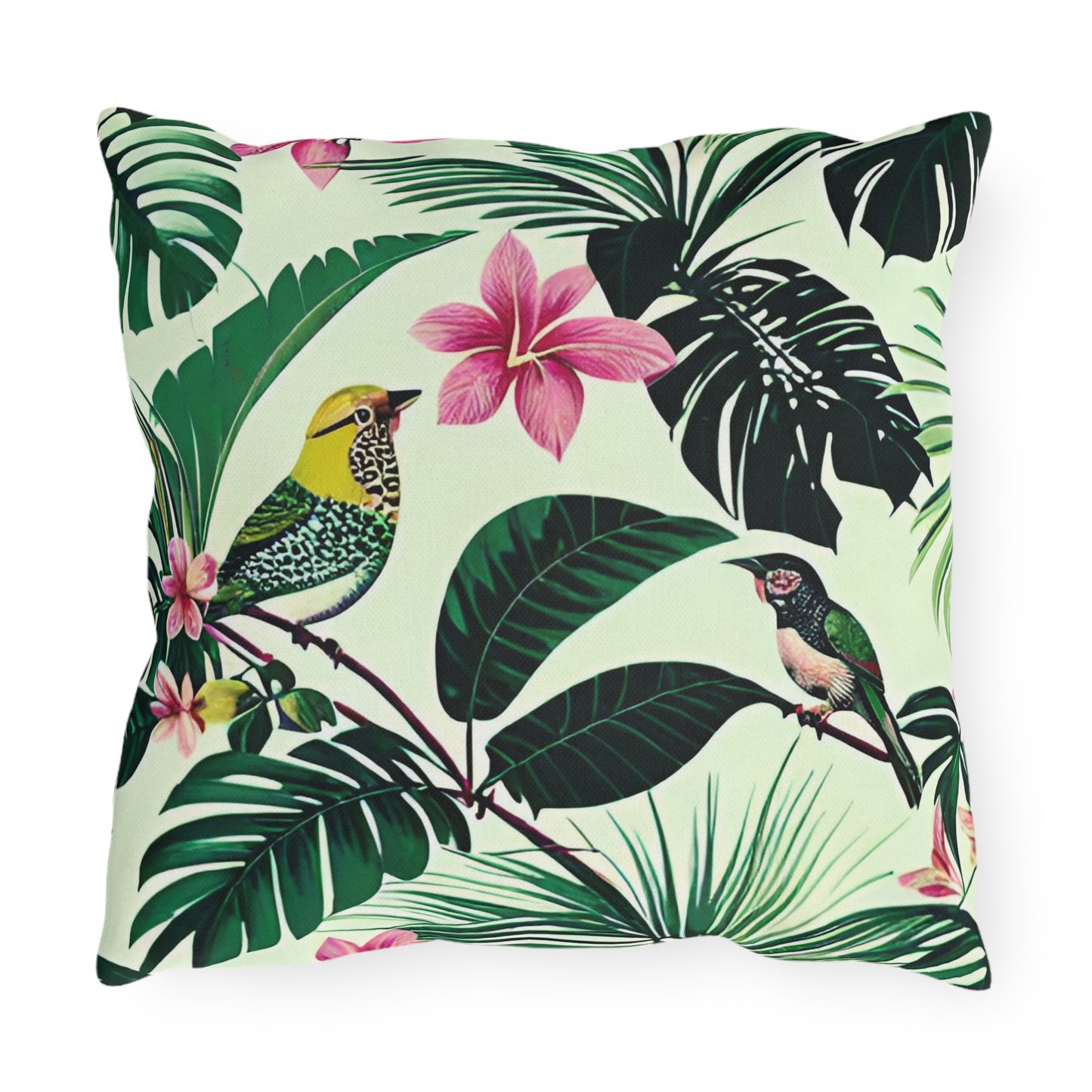 Tropical Birds Outdoor Pillow