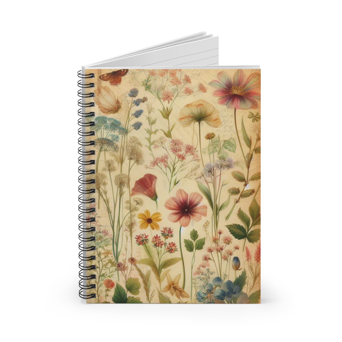 Floral Aged Paper Aesthetic Vintage Spiral Notebook