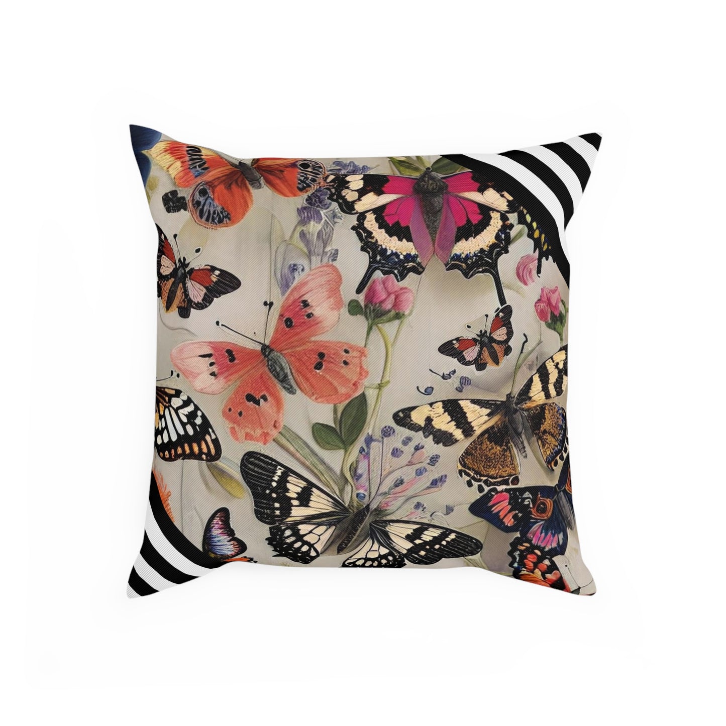 Maximalist Butterfly Striped Cushion