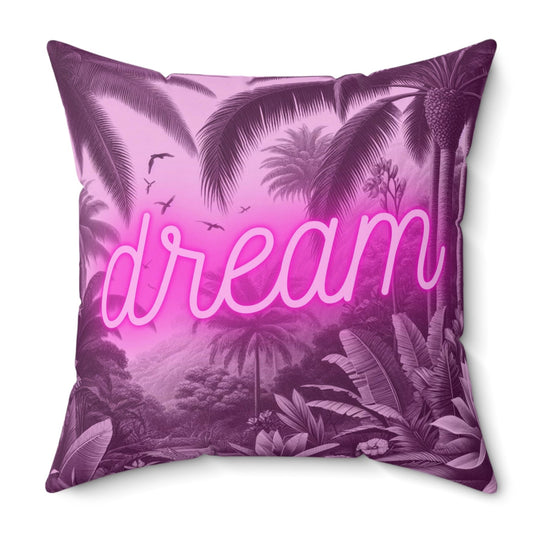 Vintage Botanical Pink Dream Eclectic Neon Maximalist Tropical Jungle Cushion Throw Pillow Polyester Square Cover