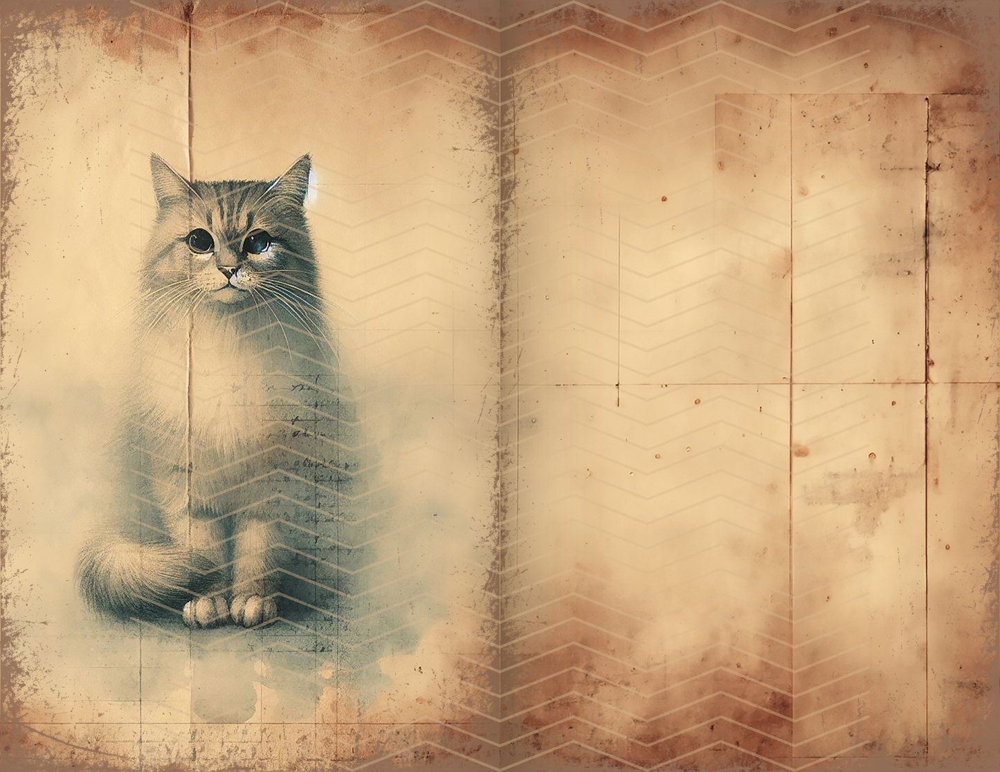 Vintage Cats Printable Aged Junk Journal Page Download Bundle