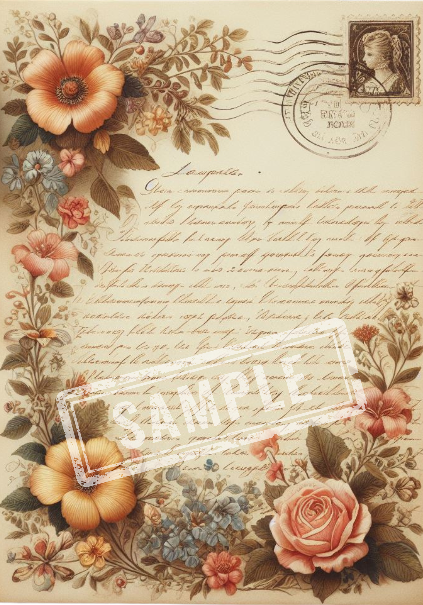 Vintage Ephemera Floral Letters A5 Digital Junk Journal Pages BND0005