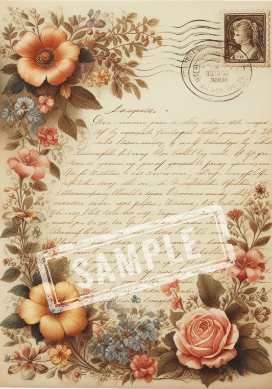 Vintage Ephemera Floral Letters A5 Digital Junk Journal Pages BND0005