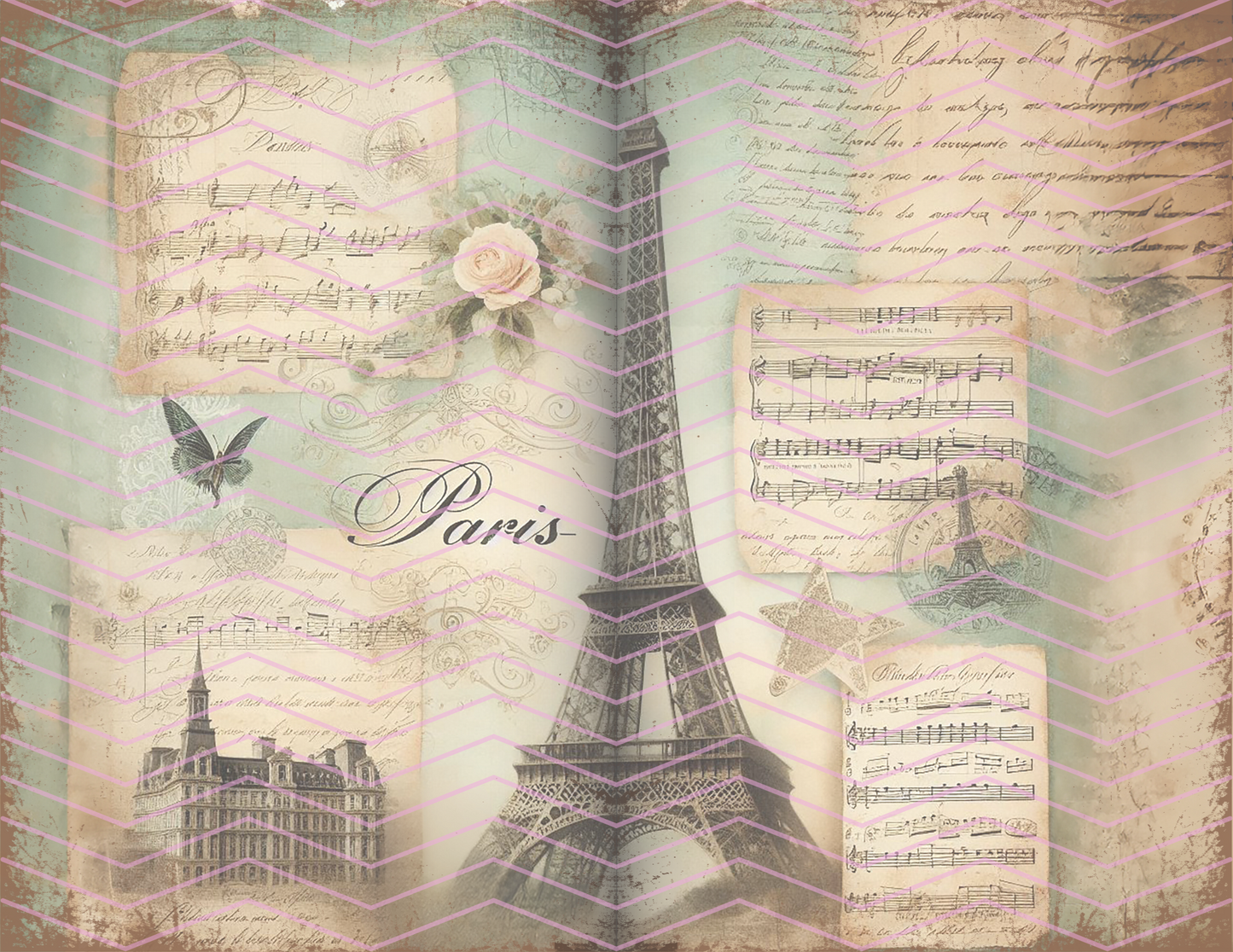 Vintage Paris Printable Junk Journal Page PDF Download Bundle