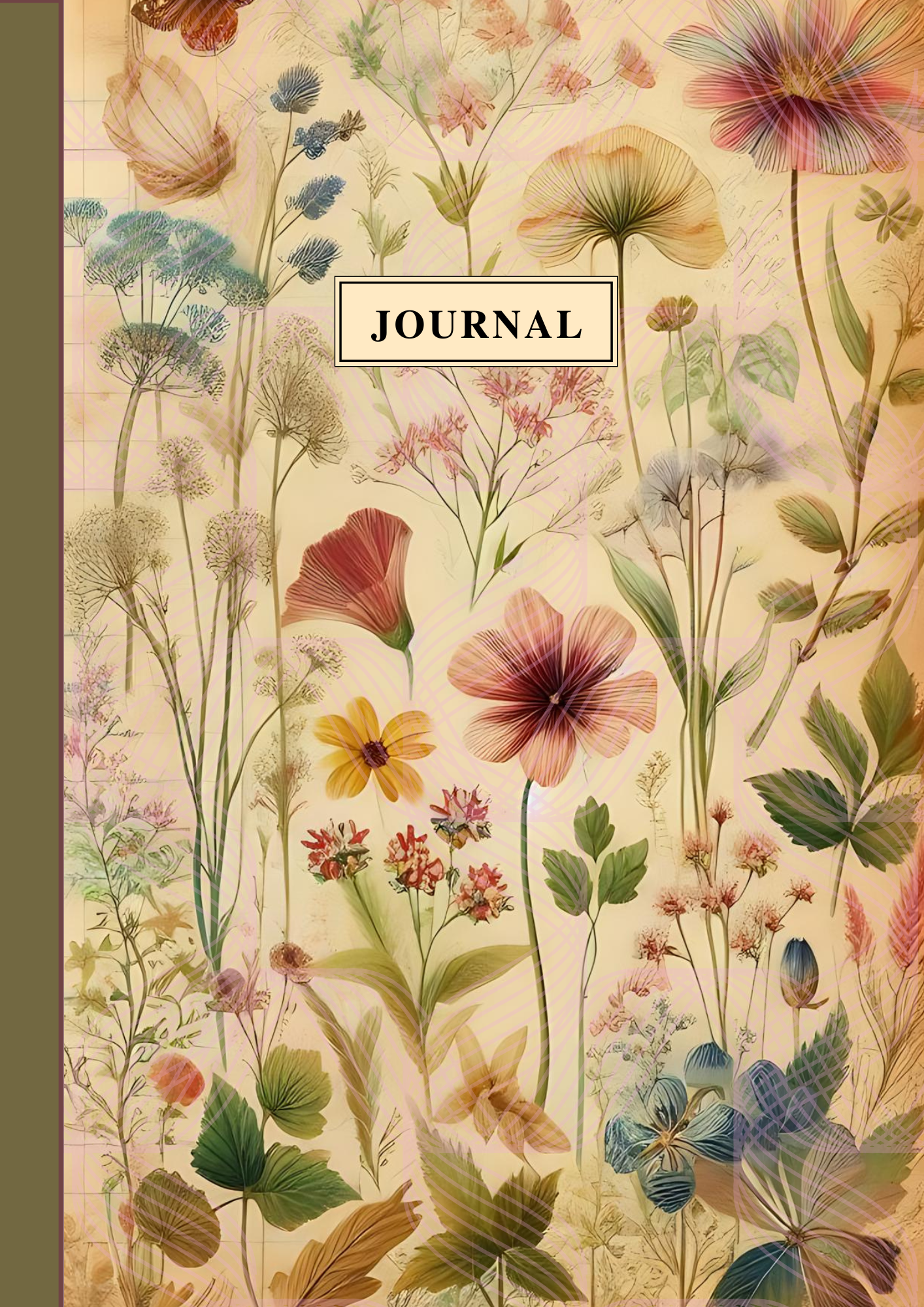  Digital Vintage Floral Old Paper Printable A5 Notebook Cover Downloadable Creative Bullet Journaling Scrapbooking Art Junk Journal