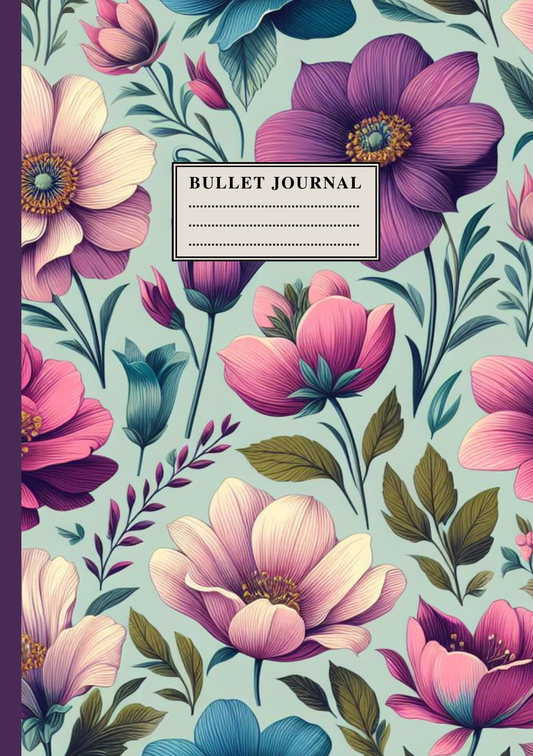  Digital Vintage Floral Printable A5 Notebook Cover Download Creative Bullet Journaling Scrapbooking Art Junk Journal