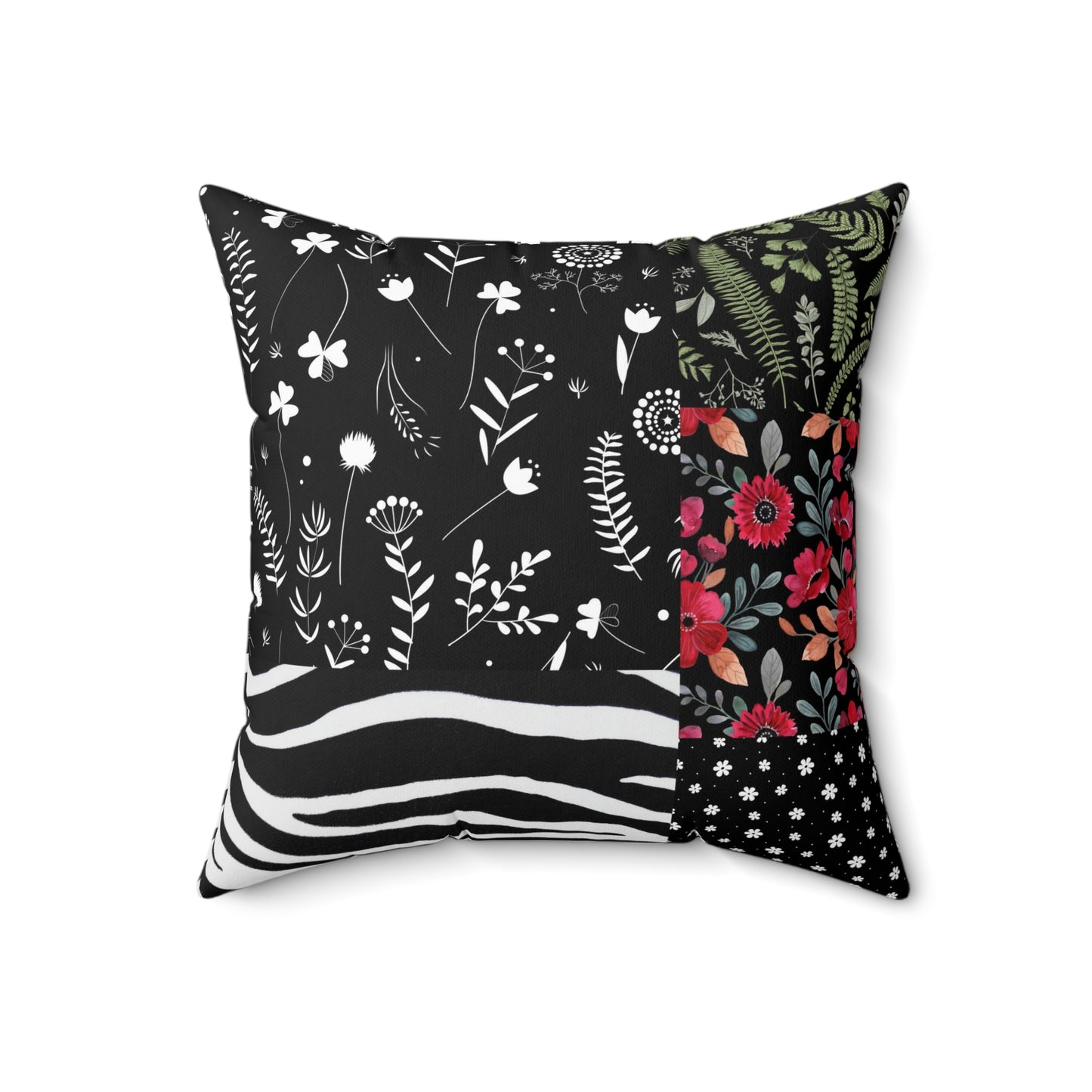 Eclectic Botanical Zebra Print Polyester Cushion