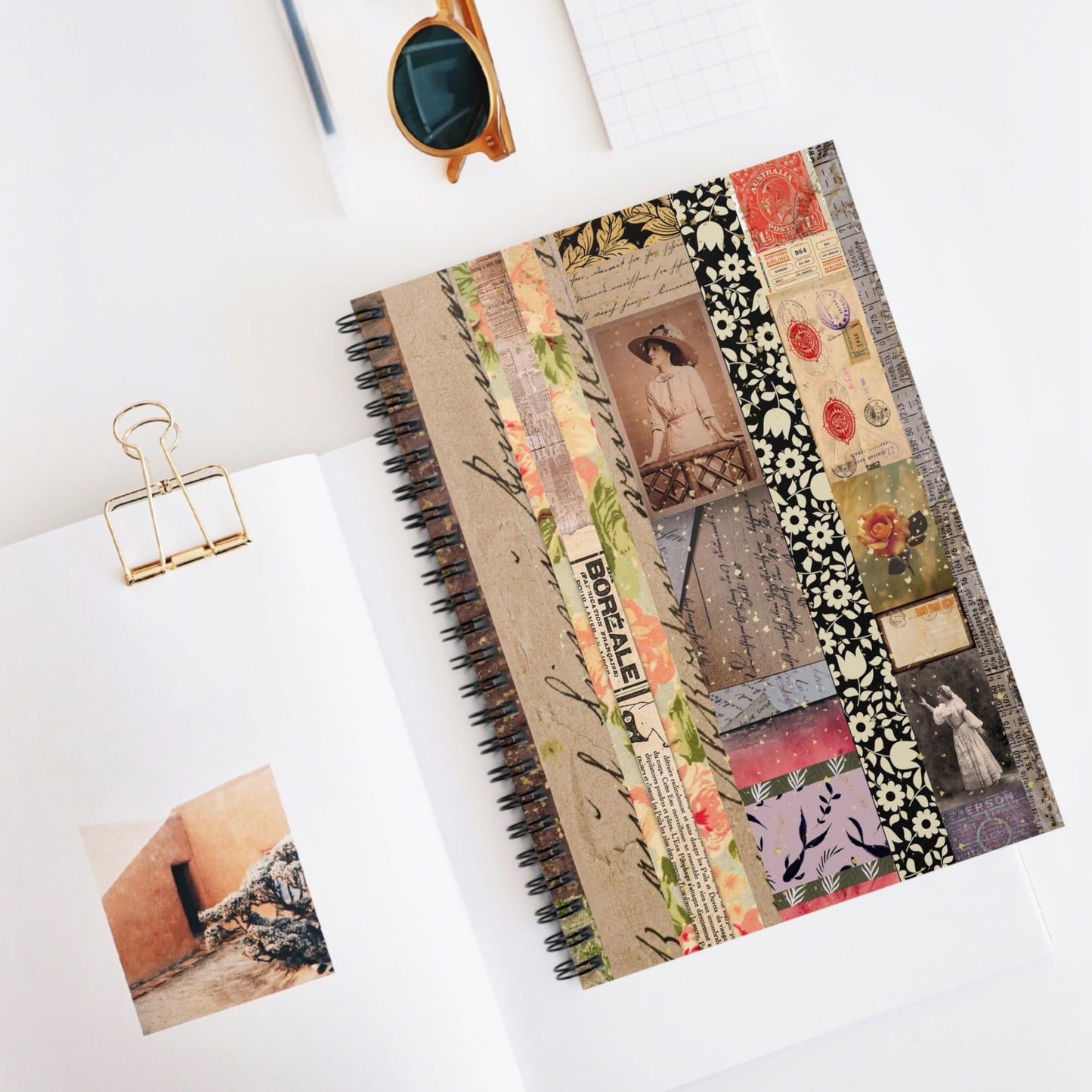 Ephemera Collage Spiral Notebook