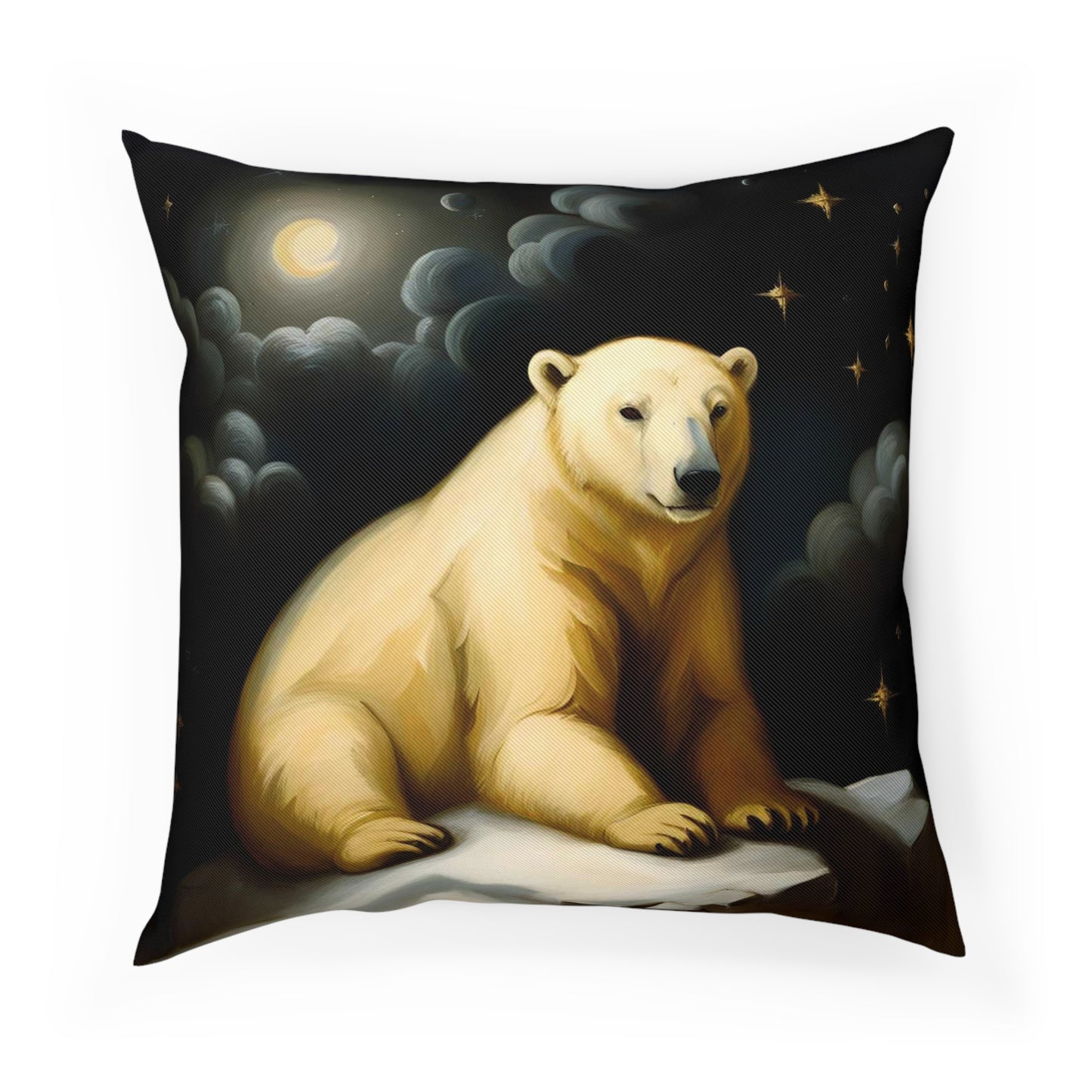 Polar Bear Starlit Night Vintage Whimisical Nursery Throw Pillow 100% Cotton Cushion Cover