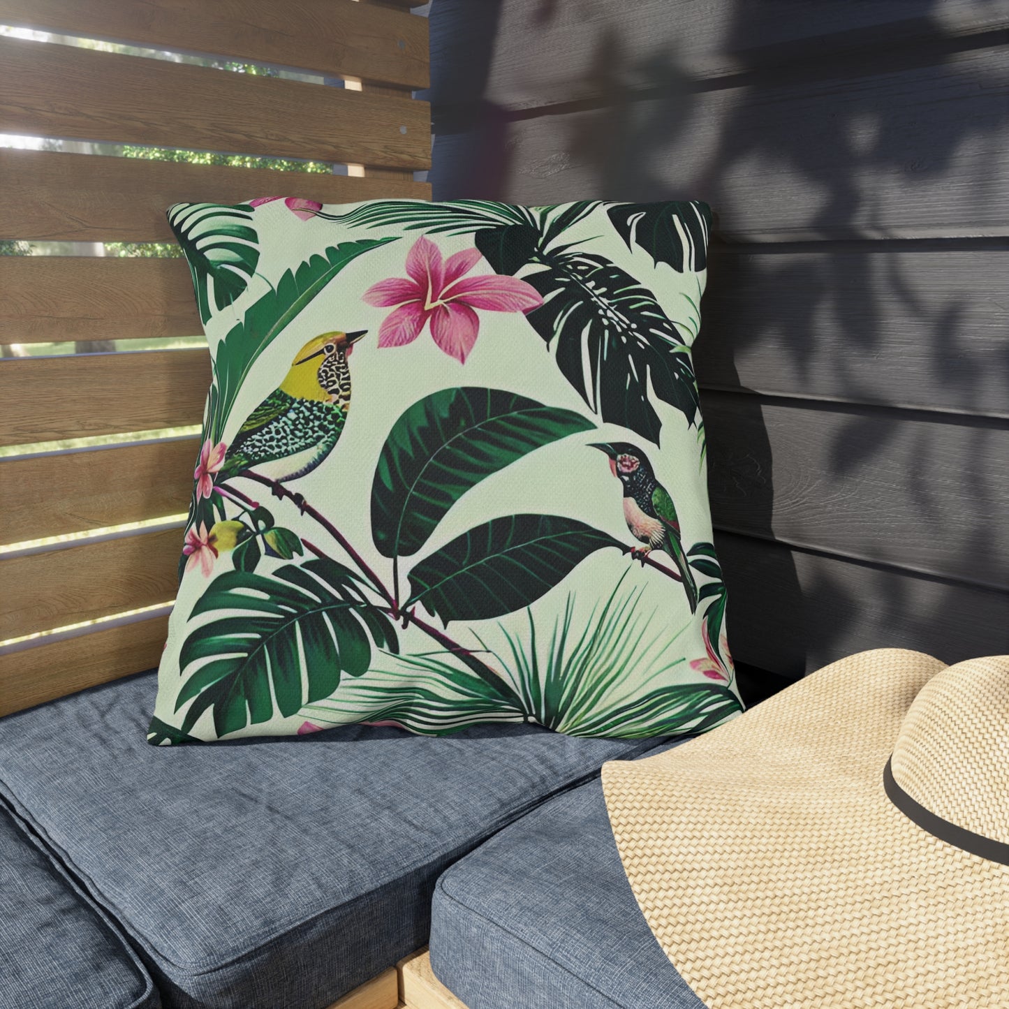 Tropical Birds Outdoor Pillow