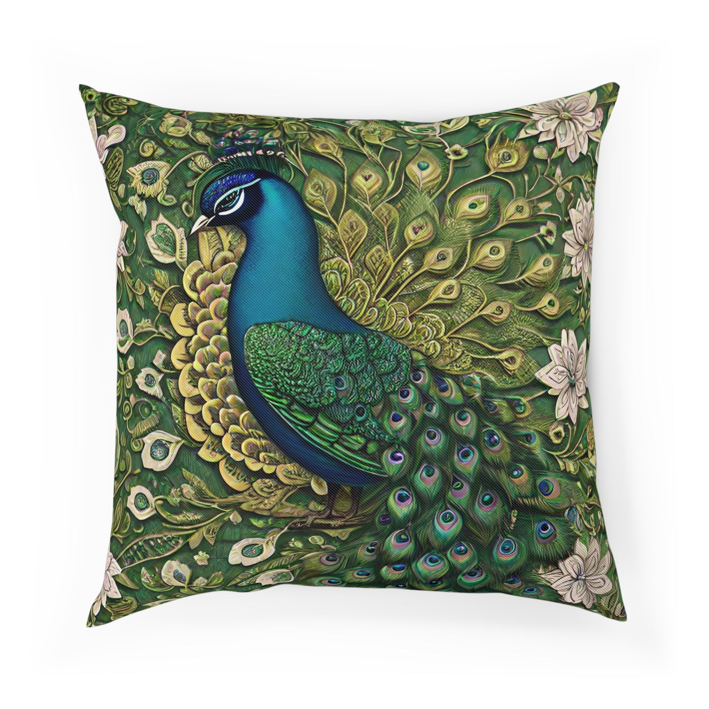 Vintage Botanical Peacock Cushion