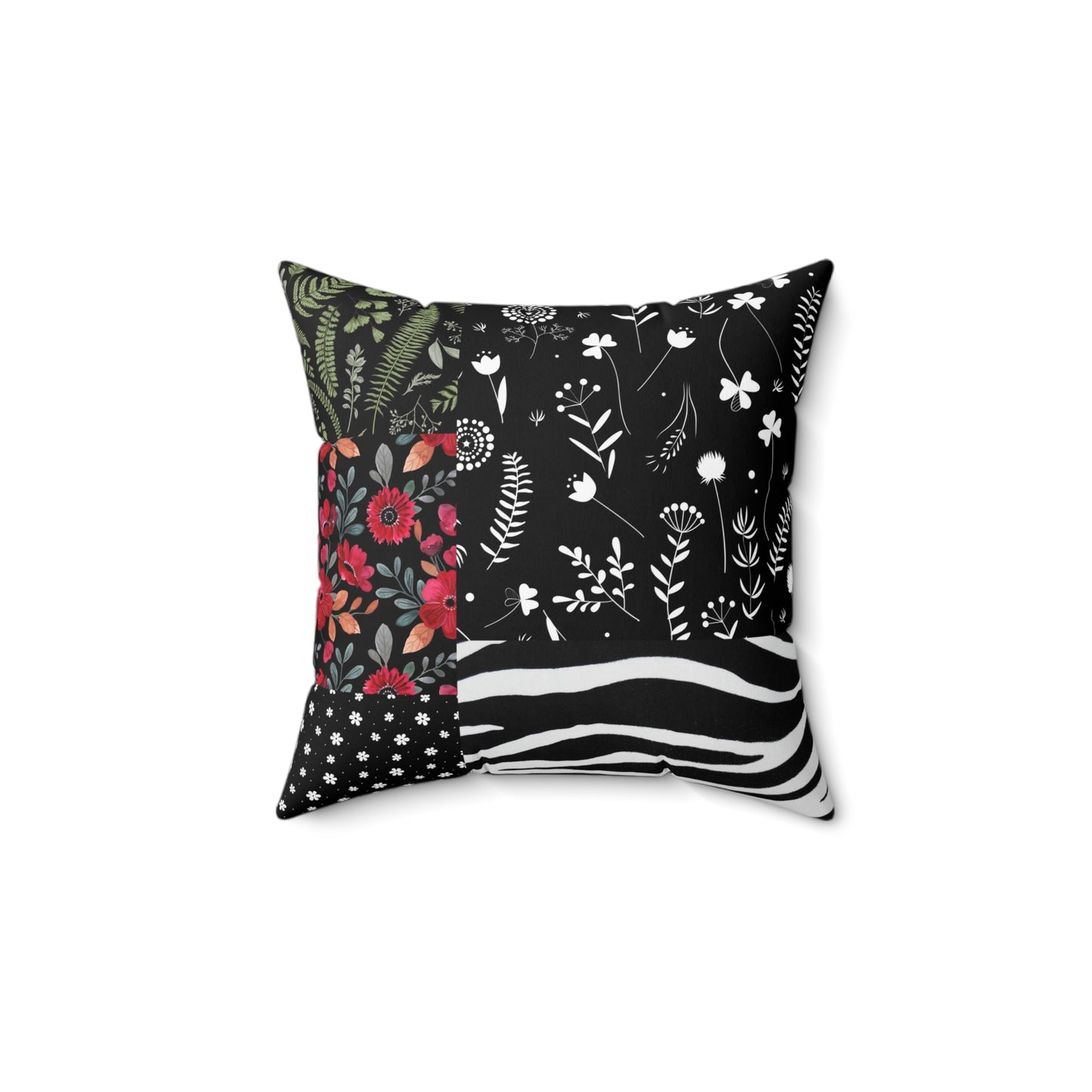 Eclectic Botanical Zebra Print Polyester Cushion