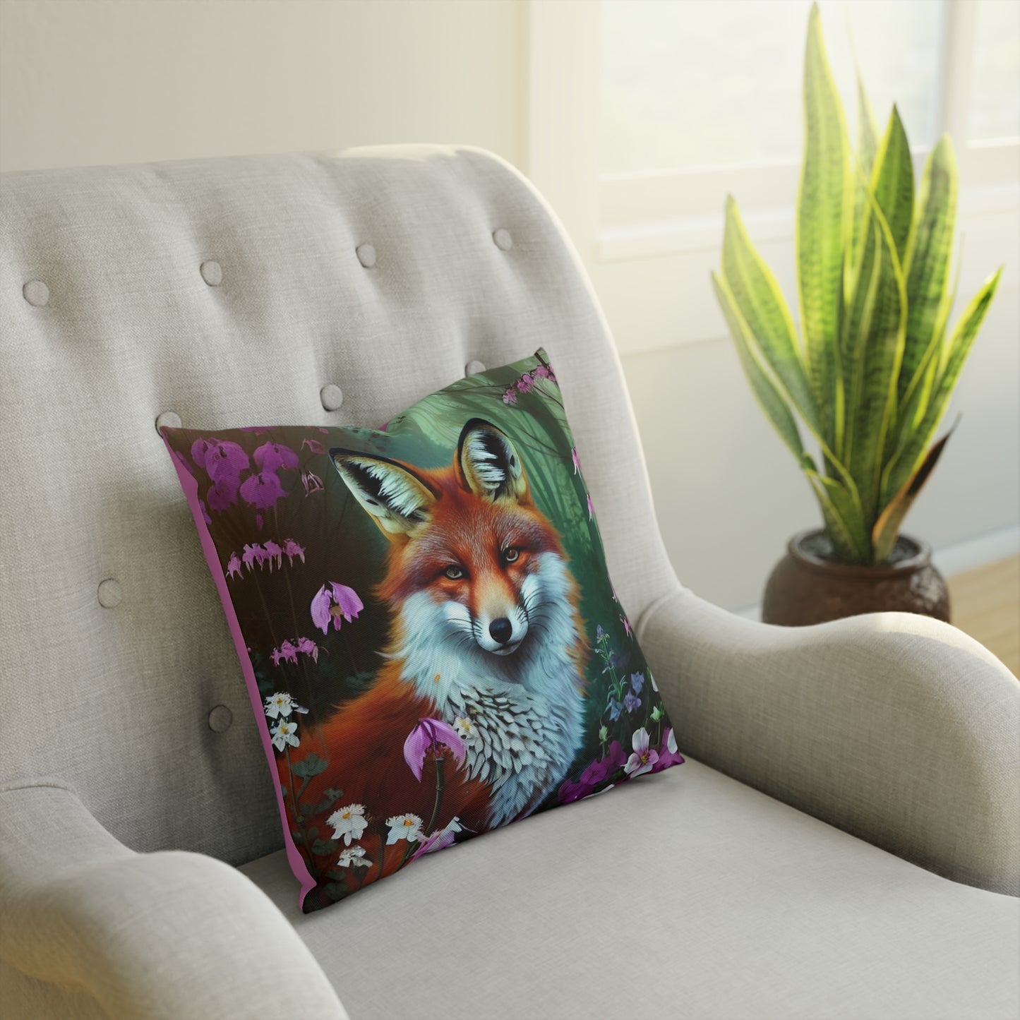 Floral Fox Cotton Cover Cushion