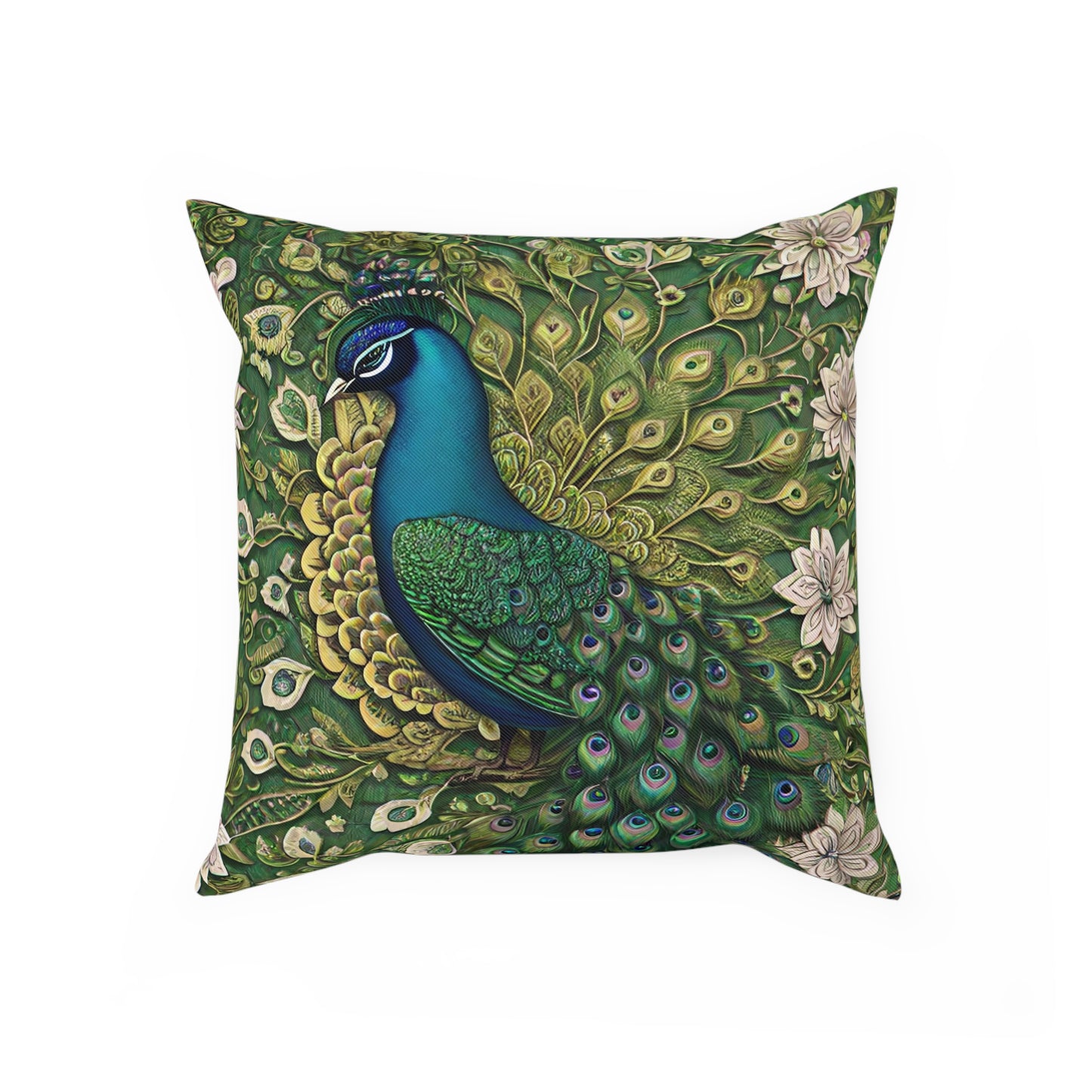 Vintage Botanical Peacock Cushion