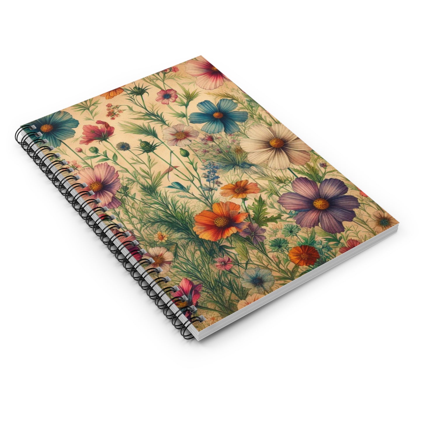 Floral Vintage Paper Aesthetic Spiral Notebook