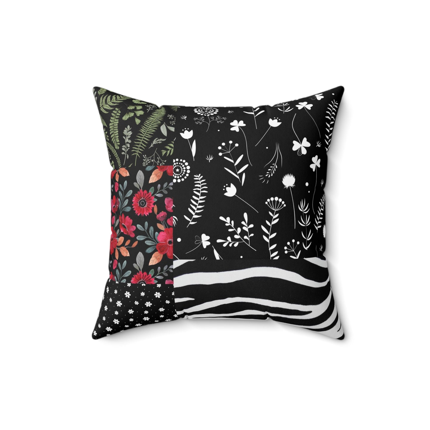 Eclectic Botanical Zebra Print Polyester Cushion