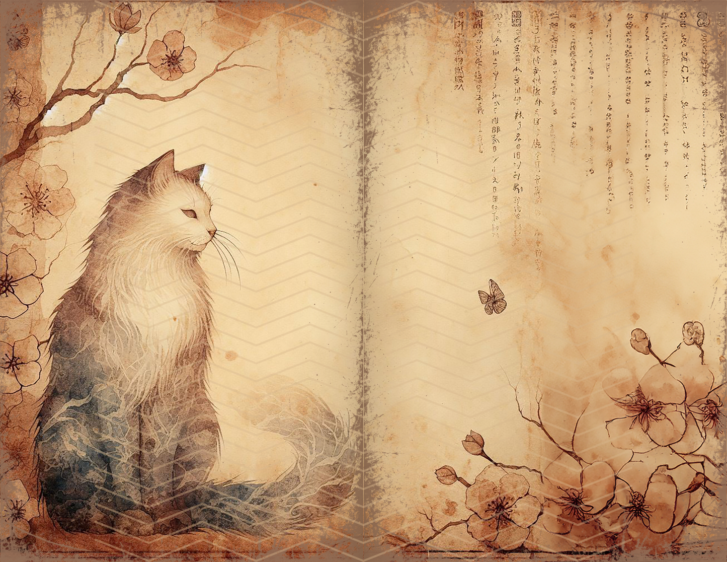 Vintage Cats Printable Aged Junk Journal Page Download Bundle