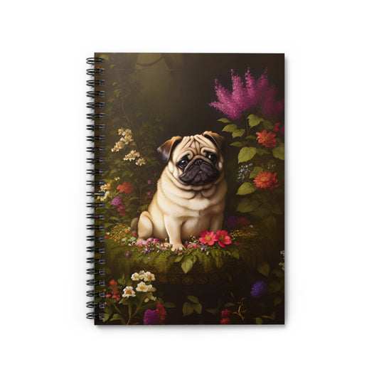 Pug Dog Floral Spiral Notebook