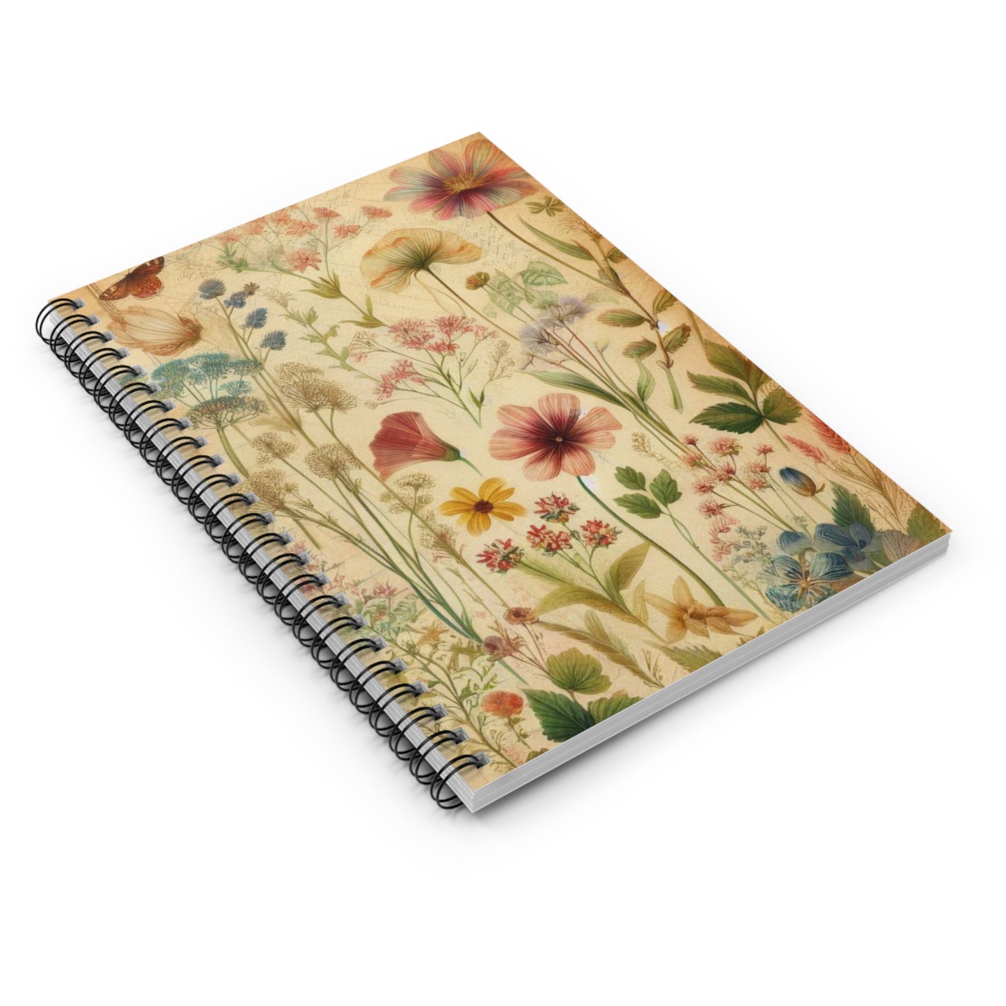 Floral Aged Paper Aesthetic Vintage Spiral Notebook