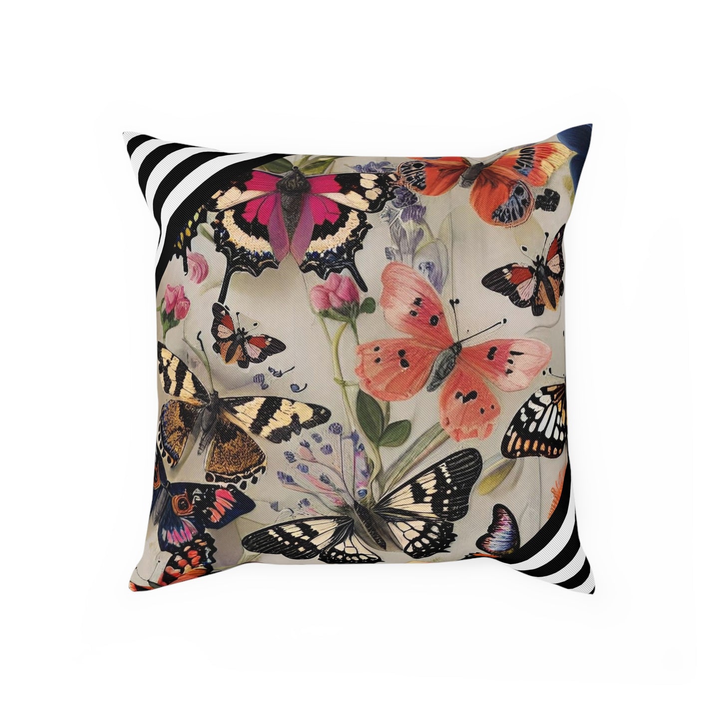 Maximalist Butterfly Striped Cushion