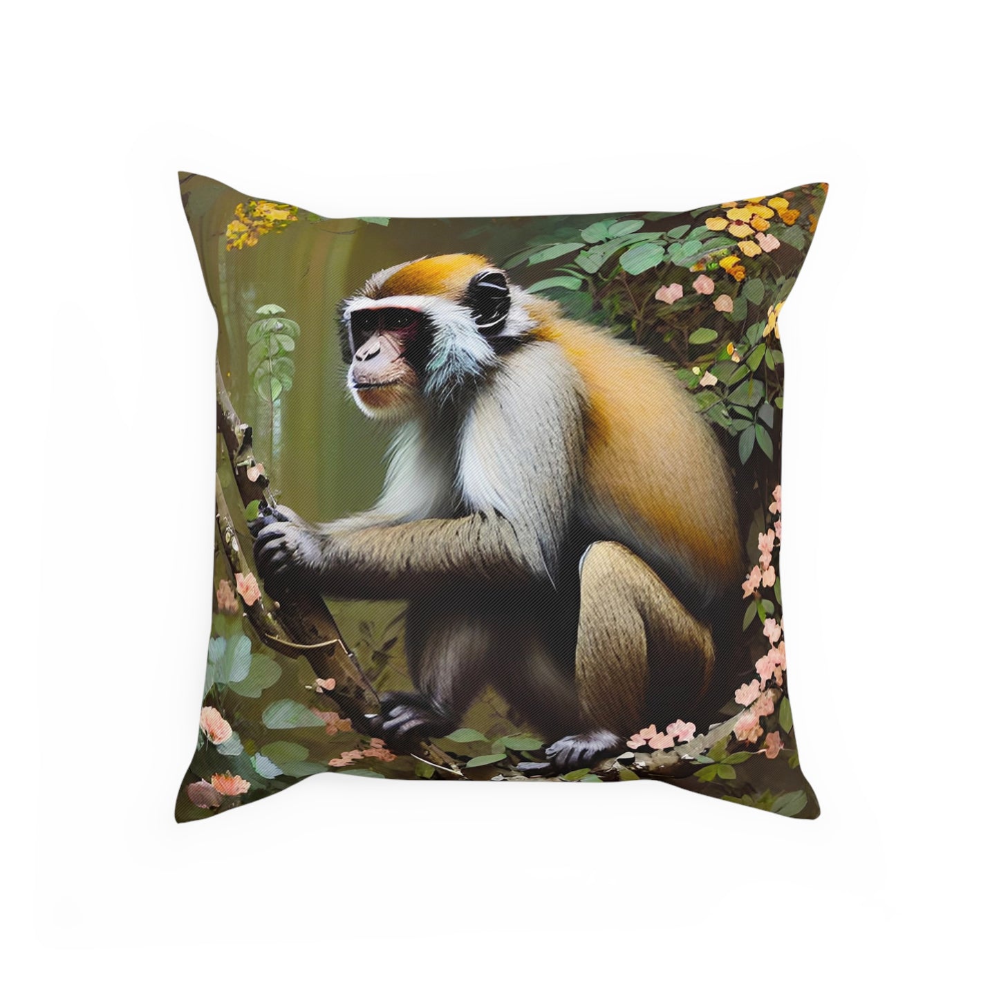 Botanical Jungle Monkey Throw Pillow