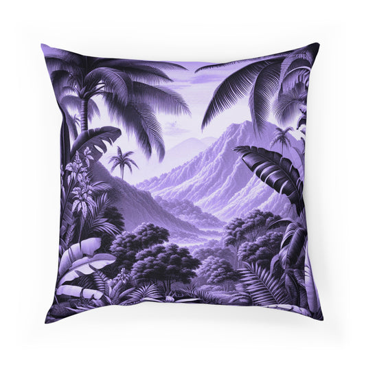 Vintage Botanical Purple Eclectic Maximalist Tropical Jungle Throw Pillow 100% Cotton Cushion Cover