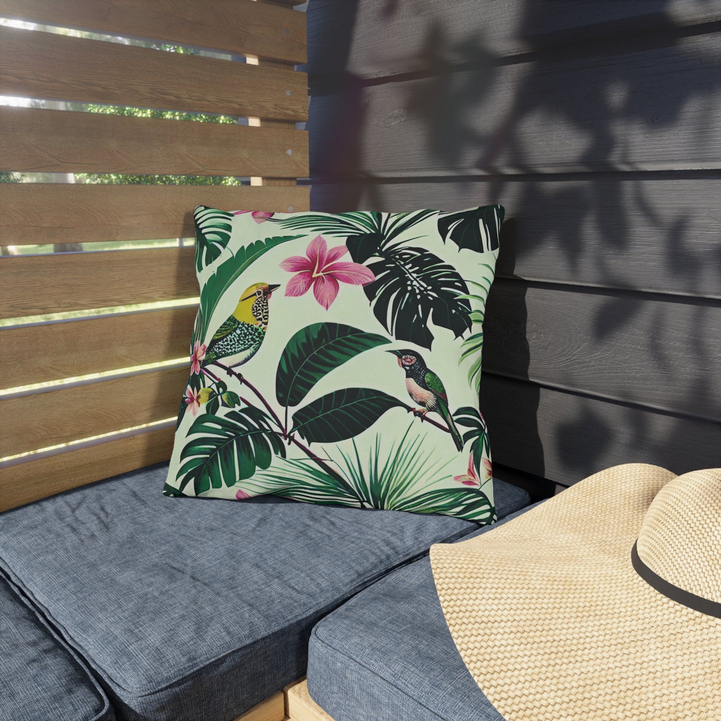 Tropical Birds Outdoor Pillow