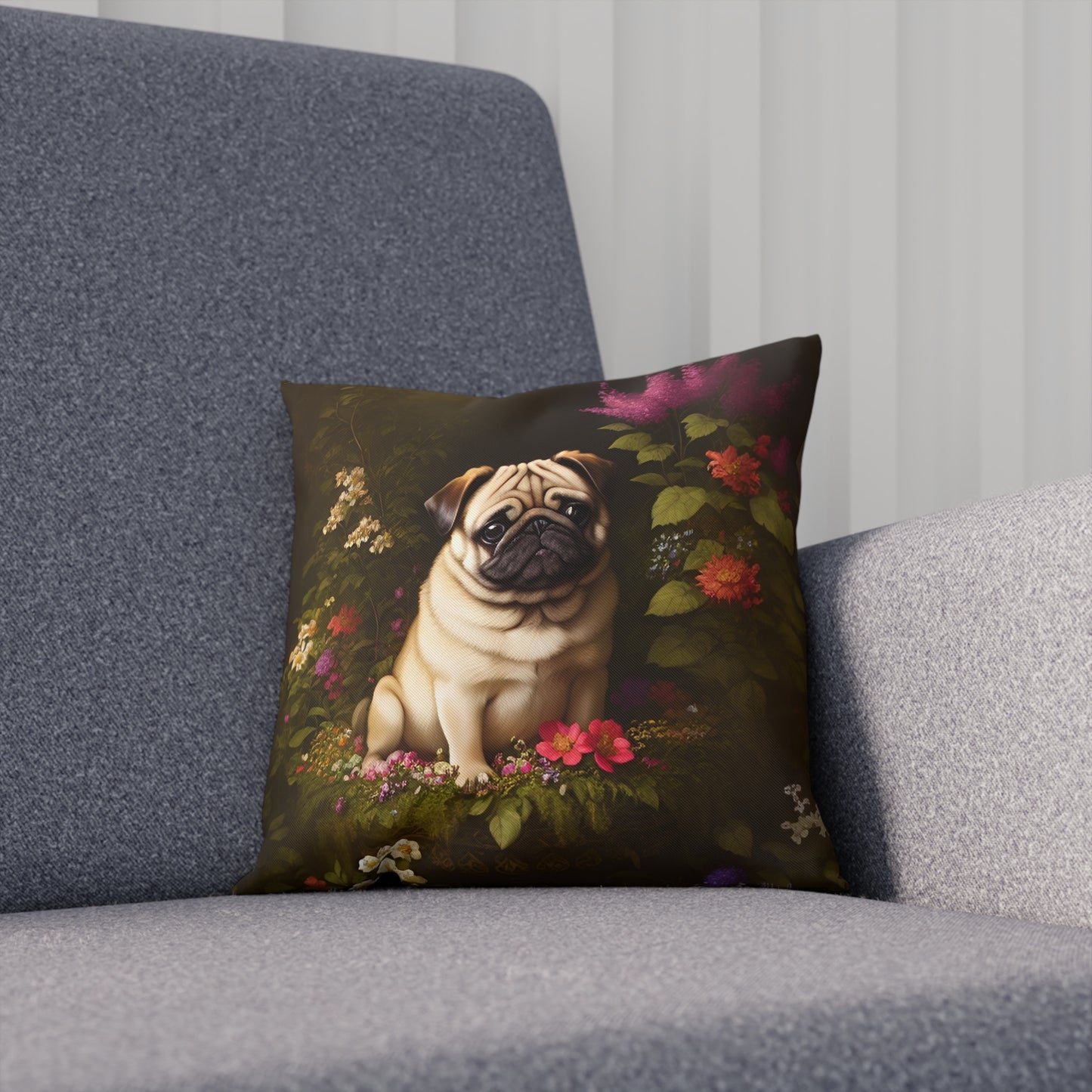 Vintage Style Pug Dog Cushion