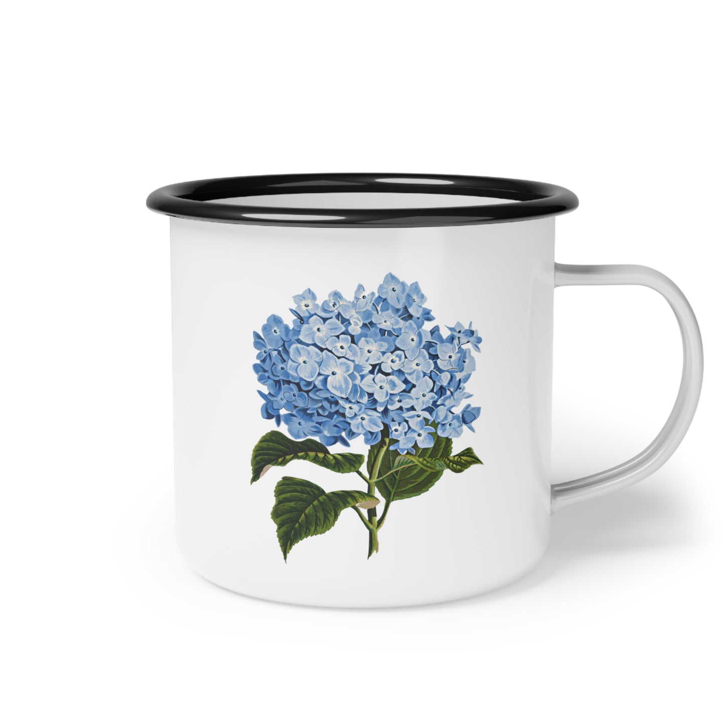 Blue Hydrangea Enamel Mug