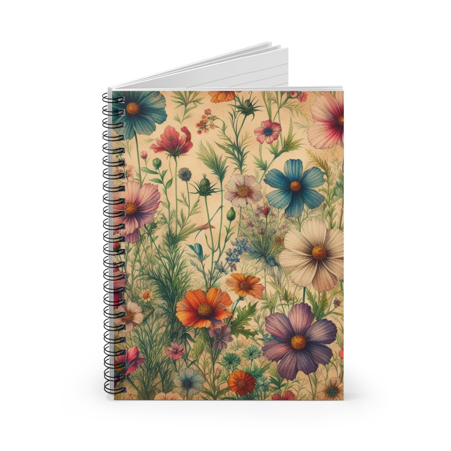 Floral Vintage Paper Aesthetic Spiral Notebook