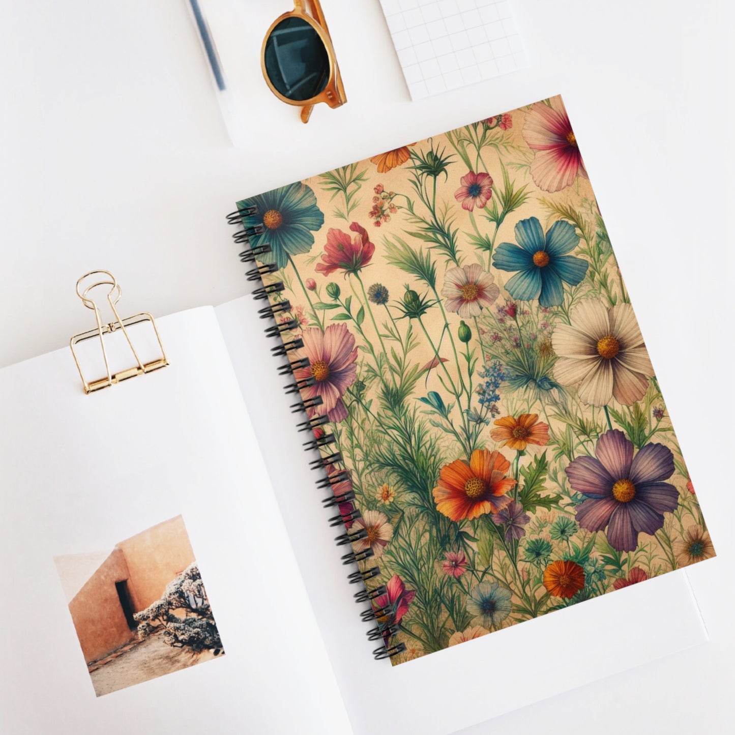 Floral Vintage Paper Aesthetic Spiral Notebook