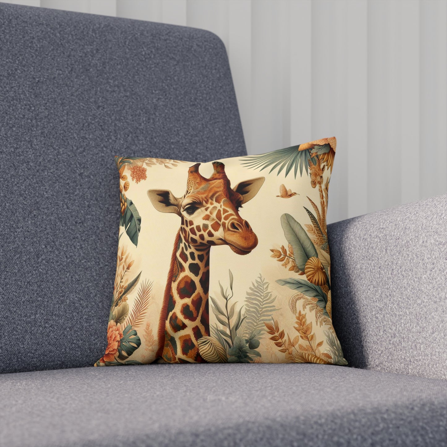 Botanical Giraffe Throw Pillow