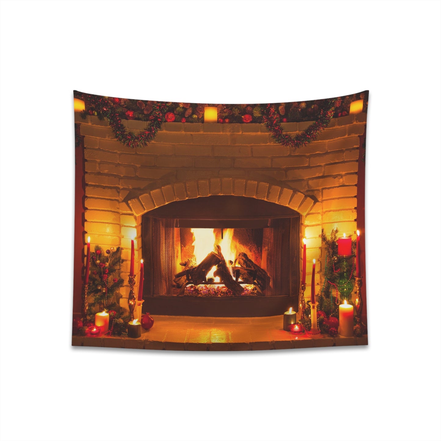 Christmas Fireplace Wall Tapestry
