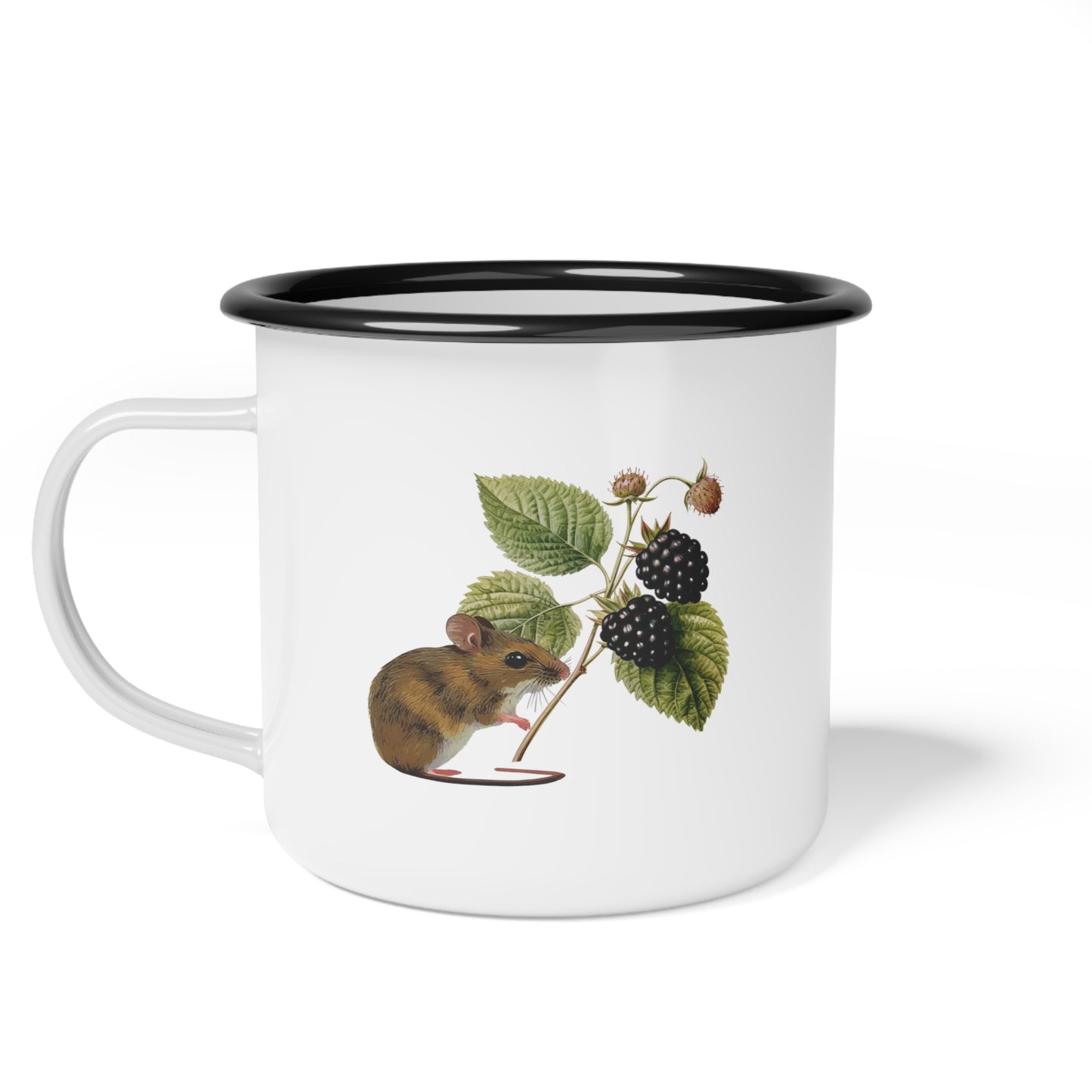 Mouse and Blackberry Enamel Mug