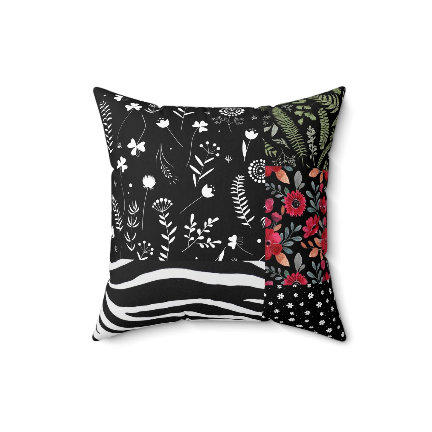 Eclectic Botanical Zebra Print Polyester Cushion