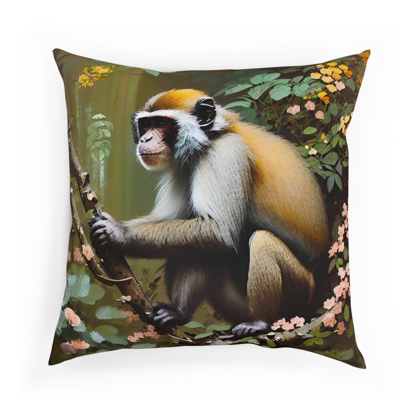 Botanical Jungle Monkey Throw Pillow