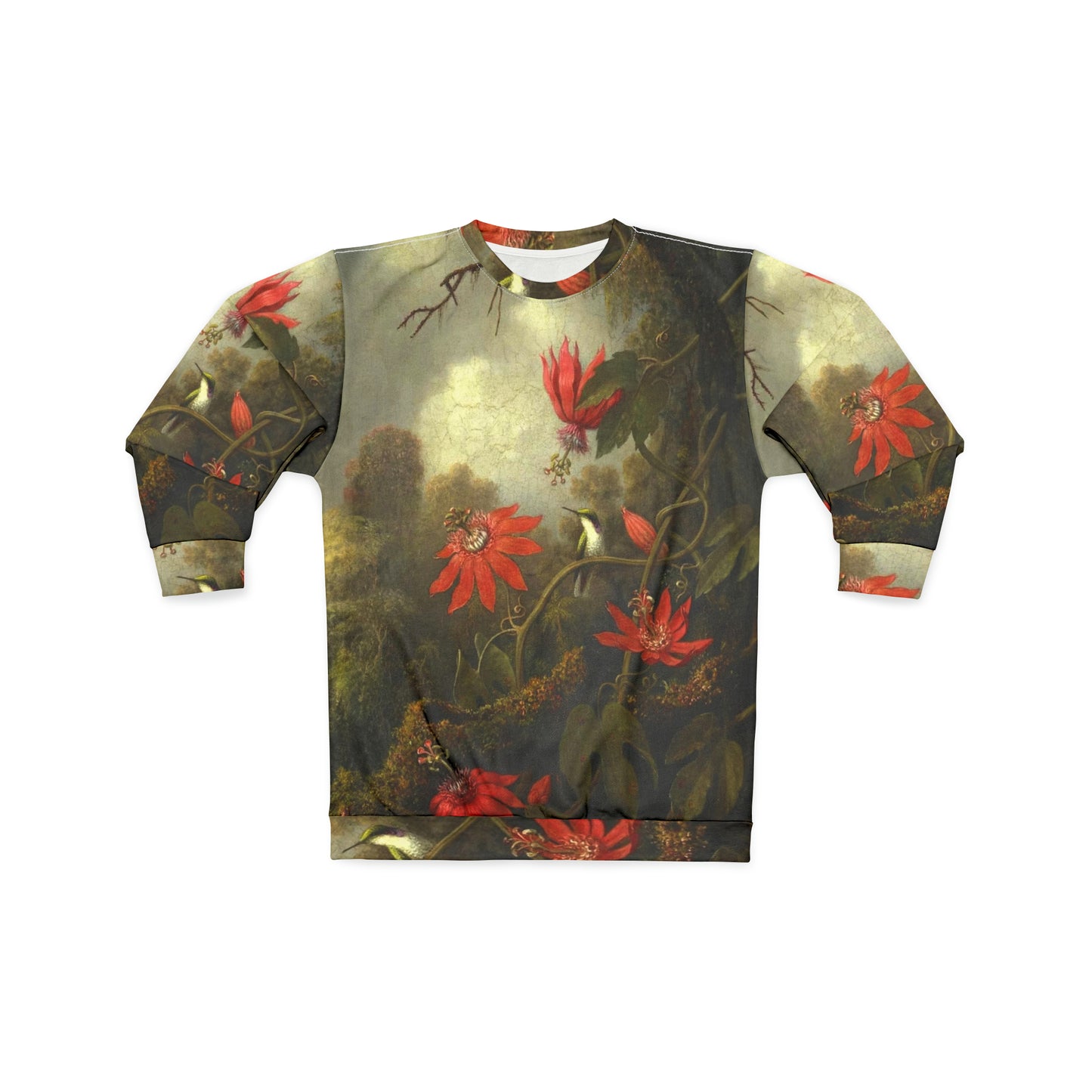 Passion Flowers and Hummingbird Art Sweatshirt